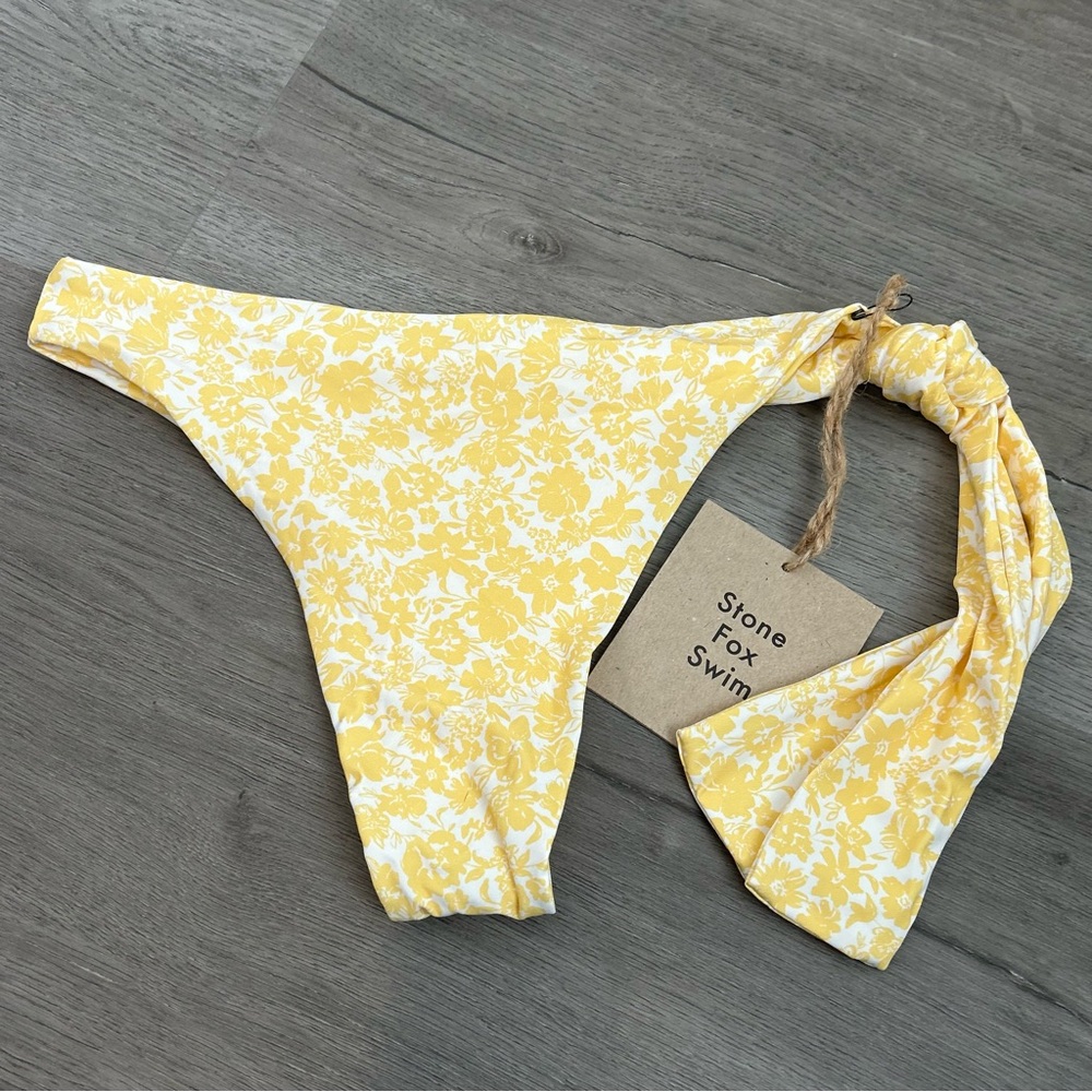 NWT stone fox swim June bikini bottom banana le fleur yellow floral small Womens